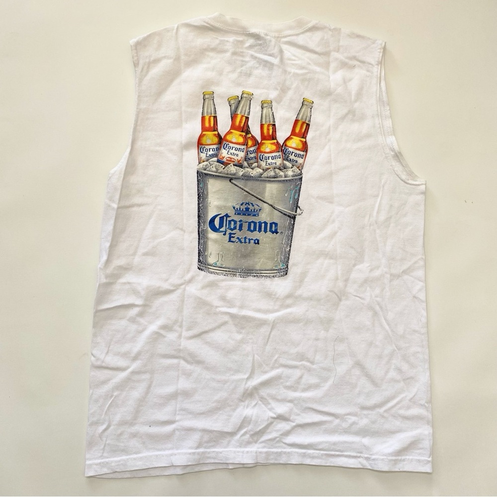 Corona Extra Cancun beer bucket white tank top, men’s medium
